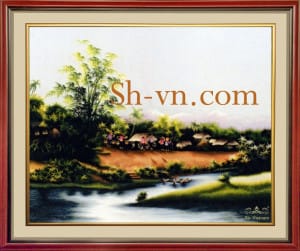 乡村风景画手工刺绣＝可愛的故鄉　2100＝SHVN 2100 - 60cm x 70cm (2)